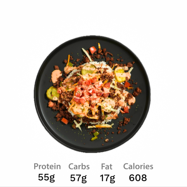 Cheeseburger Bowl with Kick Sauce