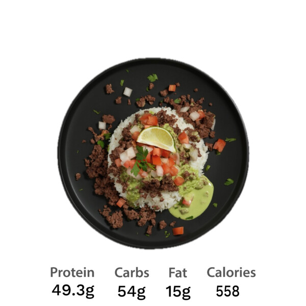 Canadian Taco-Style Beef and Rice Meal with Creamy Avocado Yogurt Sauce