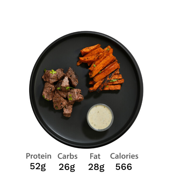 8oz Certified Angus Beef Sirloin Steak & Sweet Potatoes with Lemon Garlic Aioli
