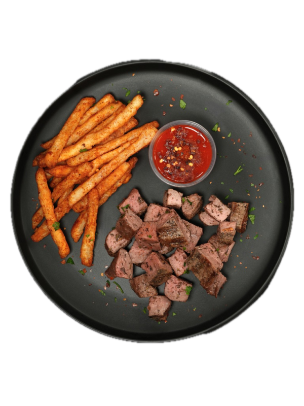 Certified Angus Beef Steak and Potato Fries with Spicy Ketchup