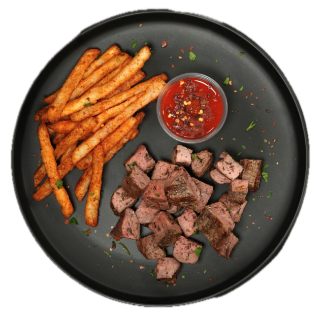 Certified Angus Beef Steak and Potato Fries with Spicy Ketchup