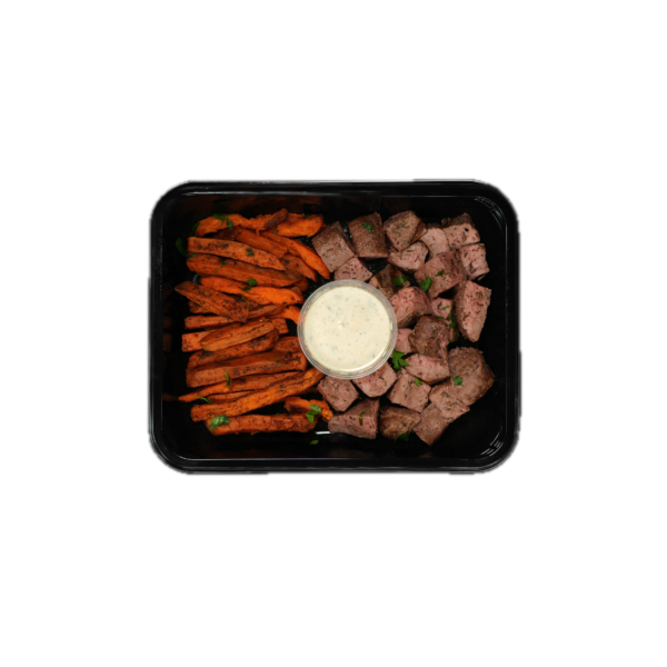 8oz Certified Angus Beef Sirloin Steak & Sweet Potatoes with Lemon Garlic Aioli - Image 2