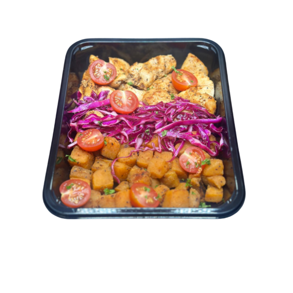 Roasted Chicken with Sweet Potatoes, Red Cabbage, and Cherry Tomatoes - Image 3
