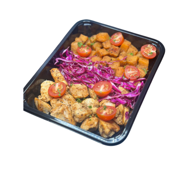 Roasted Chicken with Sweet Potatoes, Red Cabbage, and Cherry Tomatoes - Image 2